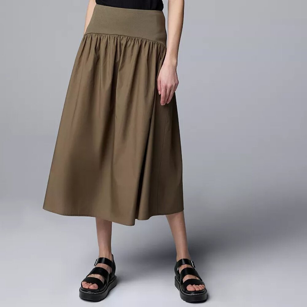 *NWT* Women's Simply Vera Vera Wang XXL Black midi poplin skirt - Picture 7 of 7
